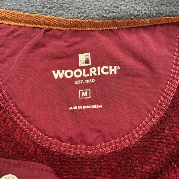 Woolrich Drifter Pullover Men's Medium Heather Red 1/4 Snap Fleece Sweater Cold - Picture 5 of 13